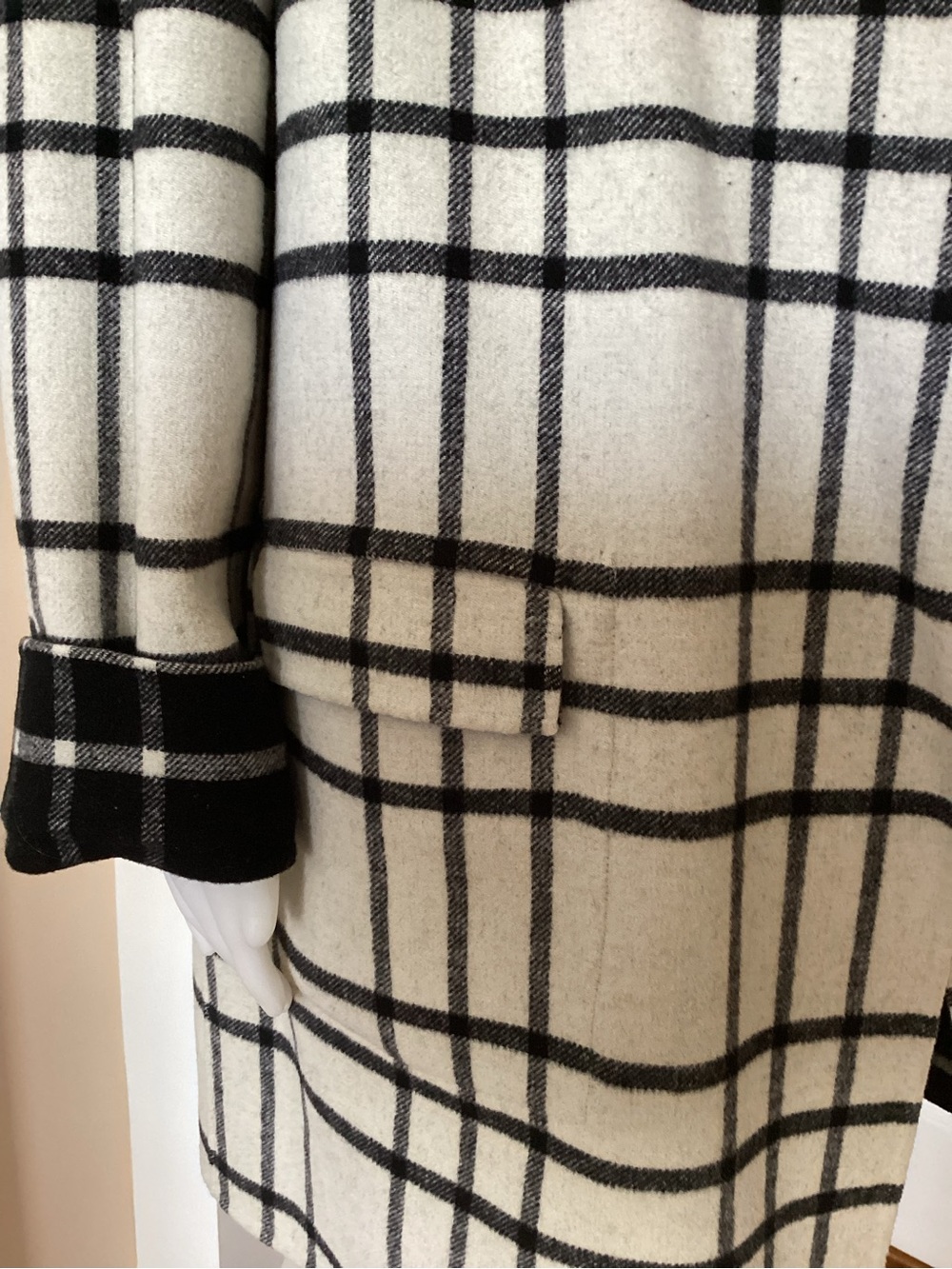 Susan Bristol Black & White Plaid Pea Coat - Picture 4 of 8
